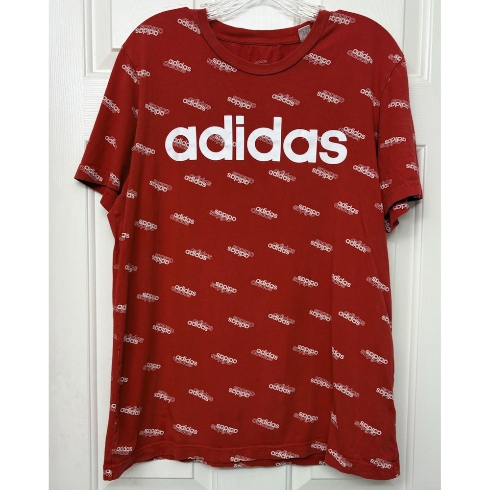 Adidas Men's Red Short Sleeve Athletic T-Shirt Size Medium M Casual Activewear